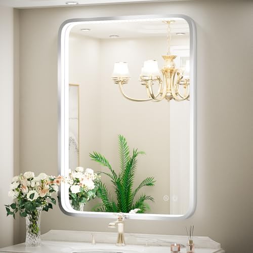 24x36 Inch LEDBathroom Mirror, Sliver Frame by FTOTI