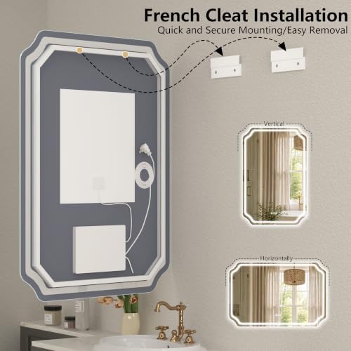 66x40 Inch LED Lighted Bathroom Vanity Mirror - Image 6