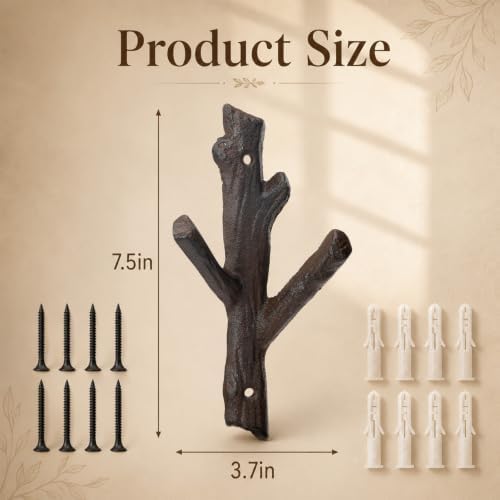 Frienda 4 Pcs Rustic Tree Branch Decorative Hooks, 7.5" X 3.7 " - Image 4