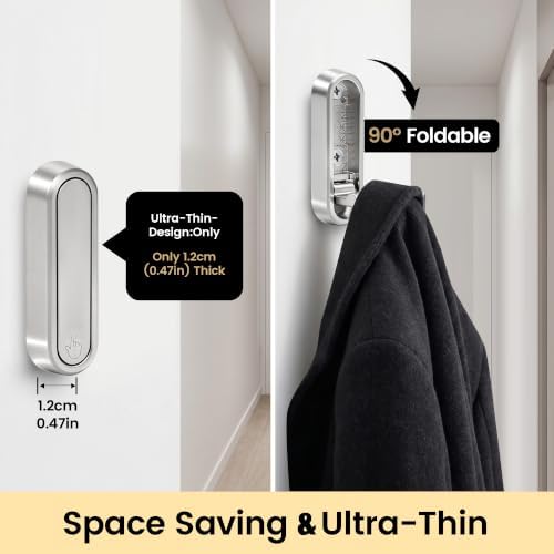 Foldable Wall Hooks, 40lb Heavy Duty, Zinc Alloy, 4 Pack - Image 5