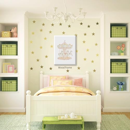 Pink Watercolor Carousel Wall Art Fashion Cute Kids Canvas Poster 16x24 inch - Image 3