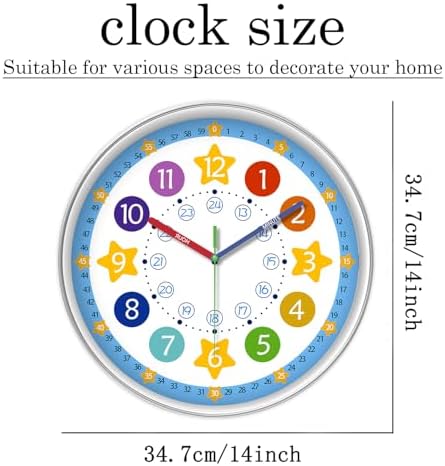 XFM Blue Kids Wall Clock 14 Inch - Image 6