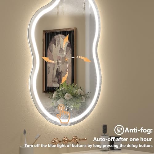 20x36 Inch Irregular LED Bathroom Vanity Mirror - Image 4