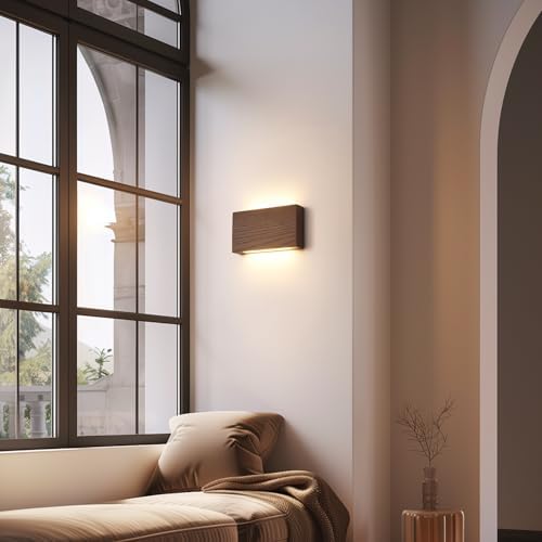 Modern LED Wall Sconce, Linear Wood Wall Mounted Lamps, Minimalist Up Down Wall - Image 7