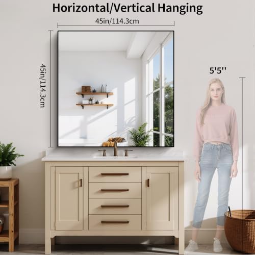 YIROMAN Bathroom Mirror 45"x45", Square Vanity Mirror - Image 2