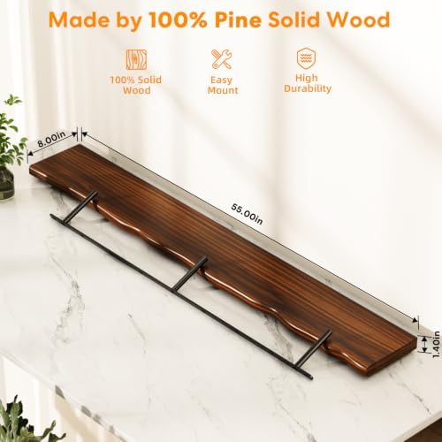 Organic Wavy Edge Floating Shelves, Hidden Brackets, 1 Pack 55 in - Image 3