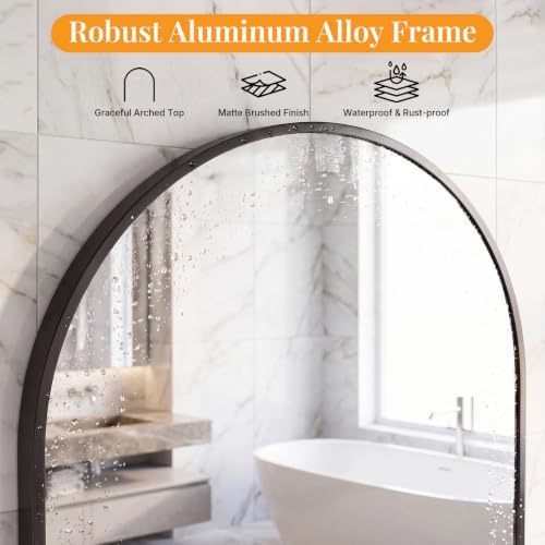 Sweetcrispy 30"x38" Arched Bathroom Mirror, Bathroom Mirrors - Image 4