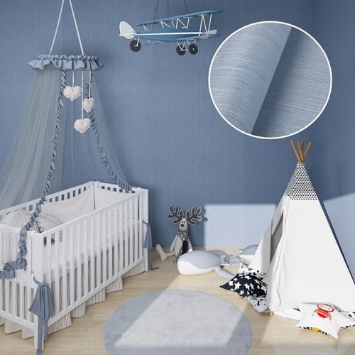 Light Blue Grasscloth Wallpaper Peel and Stick, Textured Adhesive Countertop & - Image 3