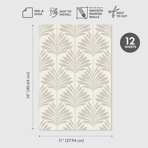 Main Street Peel and Stick Wallpaper Sheets, Neutral Palm - Image 6