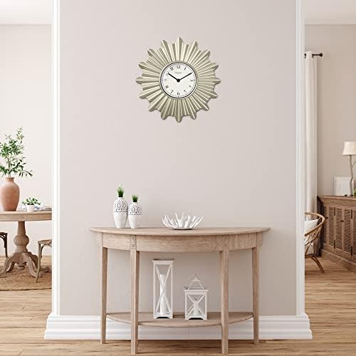 12 Inch Mid Century Starburst Wall Clock, Morning Silver - Image 5