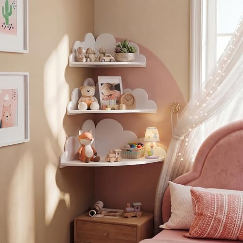 Novabright 3 Pack Cloud Floating Corner Shelves, 9/10/12 Inch Wall Mounted - Image 5