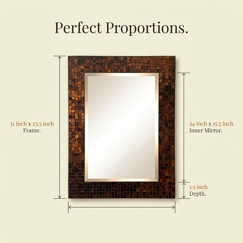 Lulu Decor, Decorative Handmade Amber Rectangle Mosaic Beveled Wall Mirror - Image 5