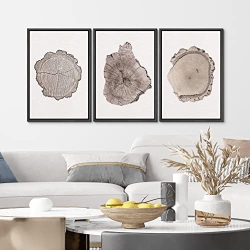 MUDECOR Framed Wall Art Print Set Brown Minimal Wood Ring Tree Closeup Nature - Image 4