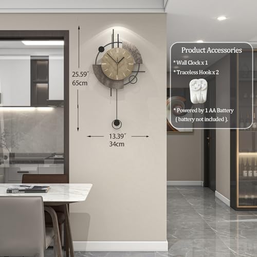 Large Modern Wall Clock with Pendulum - Image 5
