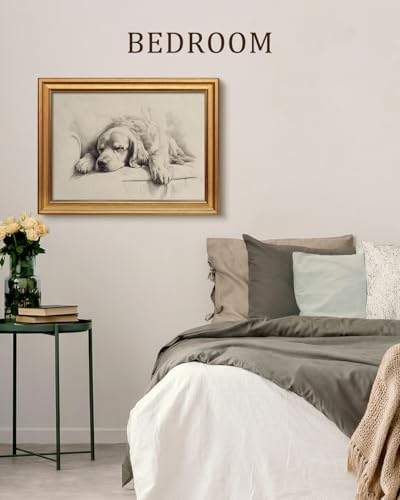 VIYYIEA Vintage Gold Framed Wall Art, Sleeping Dog, 12x16 Inch - Image 3