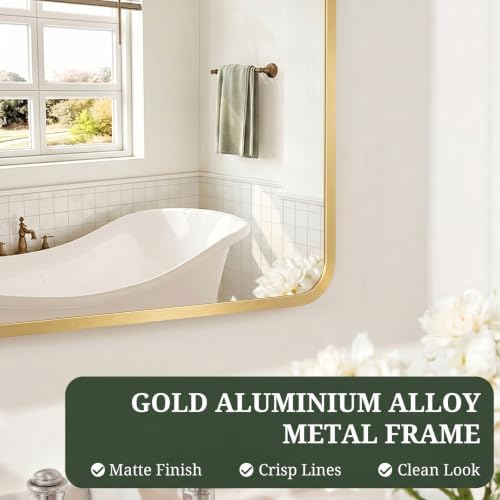 Bathroom Mirror for Wall, 28x20 Inch HD Tempered Glass Vanity Mirror - Image 5