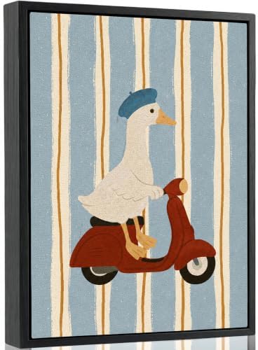 Framed Cute Duck Canvas Wall Art, Funny Animal Picture Wall Decor by BaiSntg
