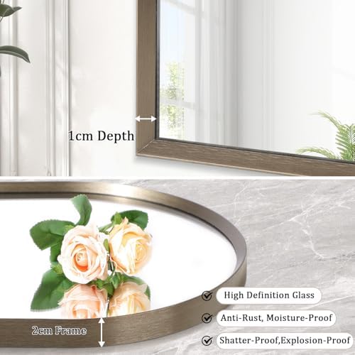 Arched Mirrors for Wall, Brushed Metal Frame Mirror, Arch Bathroom Vanity - Image 2