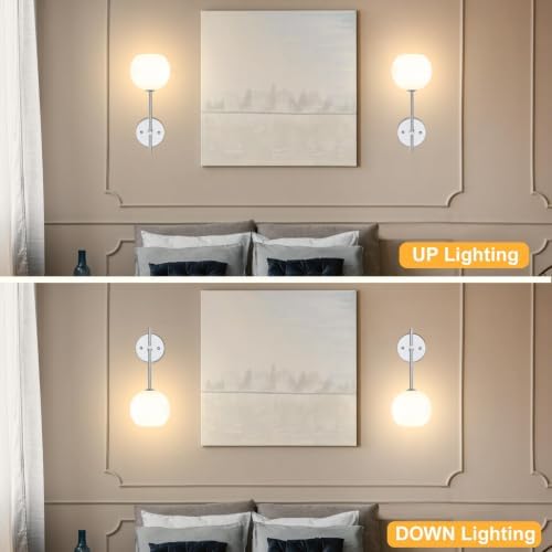 Chrome Battery Operated Wall Sconces Set of 2, Rechargeable Wireless Wall Lights - Image 5