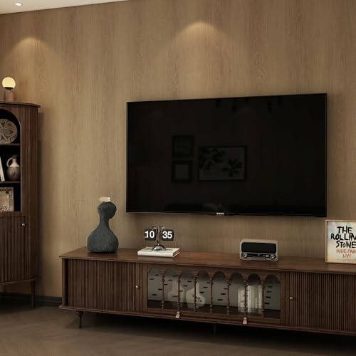TOTIO Wide Walnut Wood Wallpaper Peel and Stick Light Brown Wood Grain Vinyl - Image 5