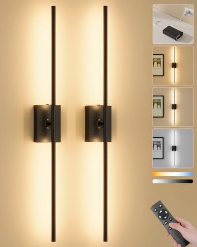 Battery Operated Wall Sconces Set of 2, Remote Control by Ouyulong
