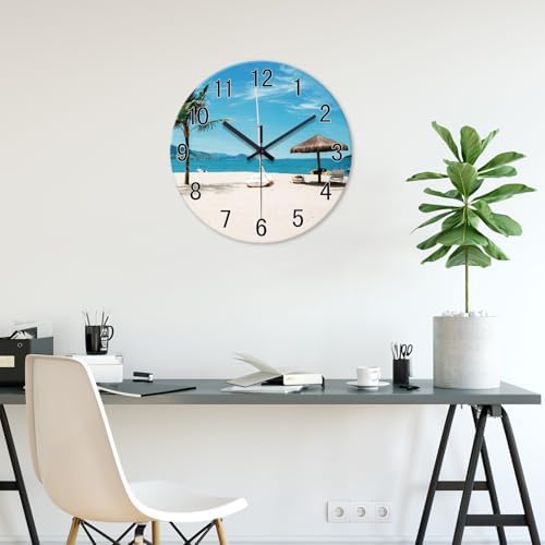 XFM Beach Wall Clock Battery Operated 14 Inch Blue Tropical - Image 3