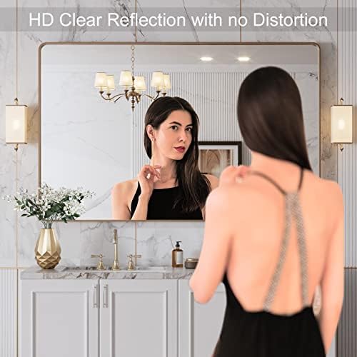 LOAAO 48"X30" Gold Bathroom Mirror - Image 2