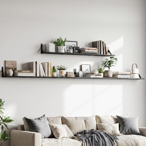 WOPITUES Long Wall Shelves 56″W x 8″D, Floating Book Shelves Max Load 65lbs - Image 5