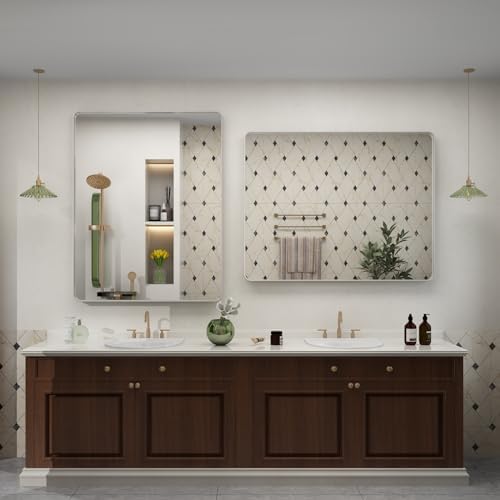 40x30 Inch Silver Brushed Bathroom Mirror - Image 6