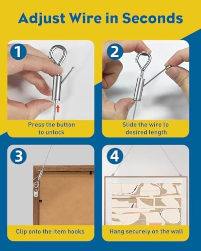 Uniclife 150 Pcs Picture Hanging Kit, 6.6 ft x 1/16" Picture Hanging Wire - Image 4