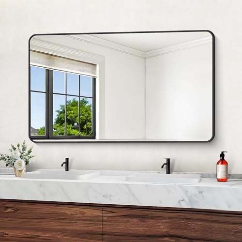 DESBING 60" x 36"Bathroom Mirror, Matte Black Wall Mirror by DESBING