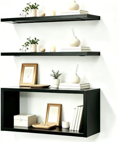 Ypvxe15.7in Floating Shelves Set of 3, Anti-Sag Bracket, Wall Storage Shelves by Unknown