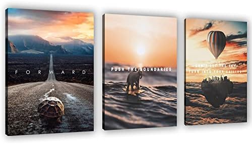 Motivational Wall Decor Poster Inspirational Wall Art 3 Pieces Canvas Wall by Yetaryy