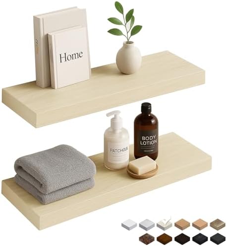 24in White Oak Floating Shelves by INHABITUNION