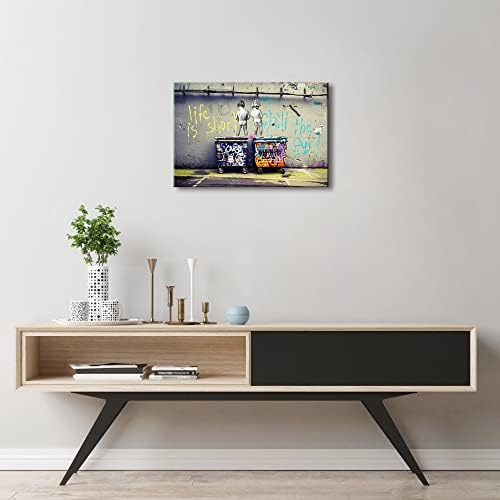 Wieco Art Banksy Graffiti Canvas Wall Art, Life is Short Chill the Duck Out - Image 2