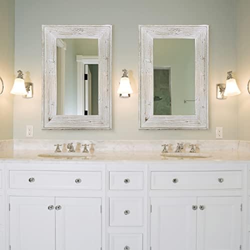 36 x 24 inches Wall Mounted Decorative Mirror, Rustic Wood Framed Rectangular - Image 2
