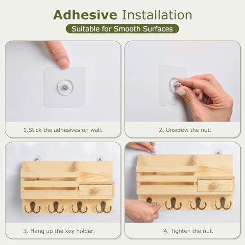 Key Holder Wall Mount, Wooden Key and Mail Organizer - Image 7