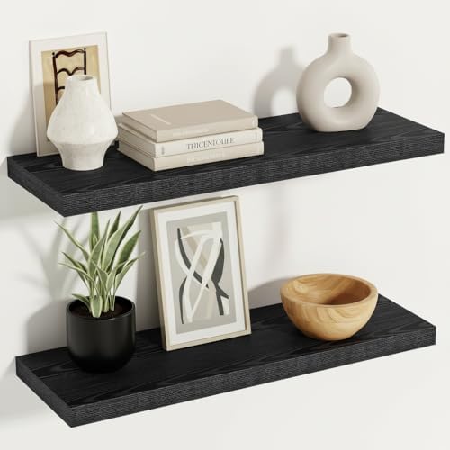 Vivelove 24 Inches Black Floating Shelves, 12 Inch Deep by VIVELOVE