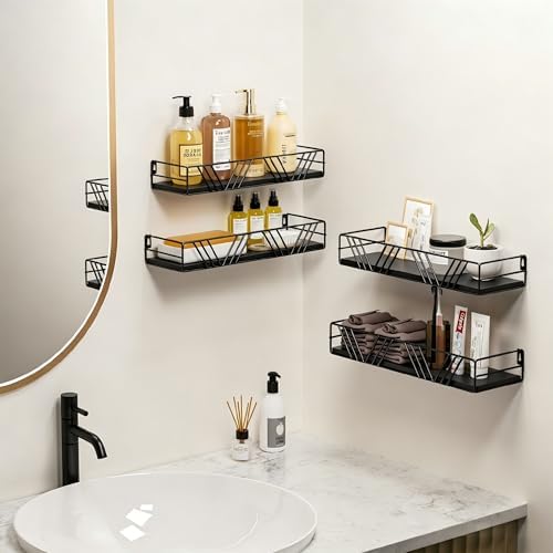 Floating Shelves for Wall, 4 Sets Rustic Shelf - Image 4