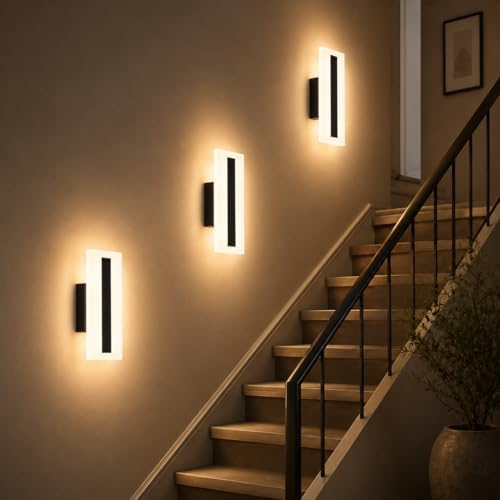 Modern LED Wall Sconce 1 Pack, 7W Black Wall Light 3000K Warm White, - Image 4
