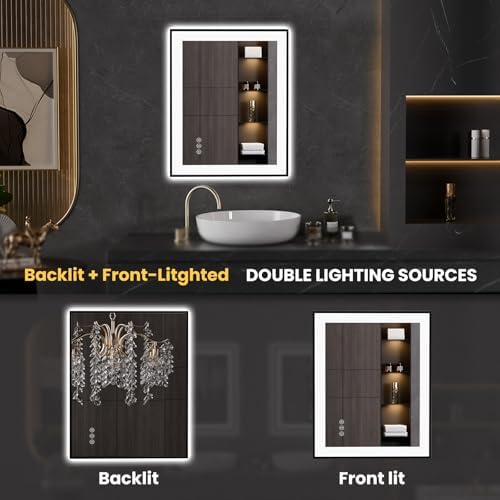 LOAAO 24"X30" LED Bathroom Mirror Black Framed - Image 5