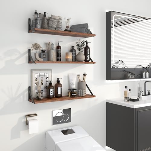 Heimlove Floating Shelves for Wall, 24 Inch Long Wood Floating Shelves Set of 3 - Image 7