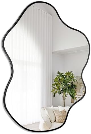Black Irregular Bathroom 24 x 36 Inch Mirror by WIOWUR