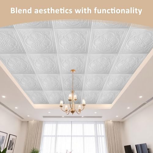 Nuanchu 40 Pcs 13.8 x 13.8 Inch Ceiling Tiles Peel and Stick - Image 6