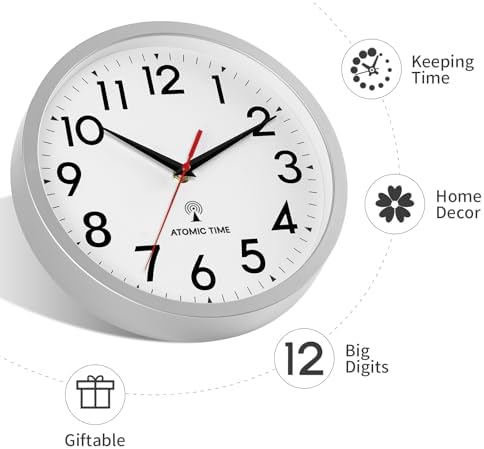 DAXSMY 10 Inch Atomic Wall Clock, Battery Operated Silent Non Ticking - Image 4