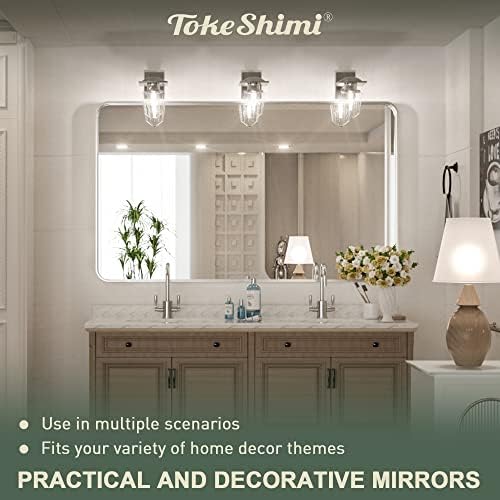 TokeShimi 48 x 30 Inch Brushed Silver Bathroom Mirror - Image 5