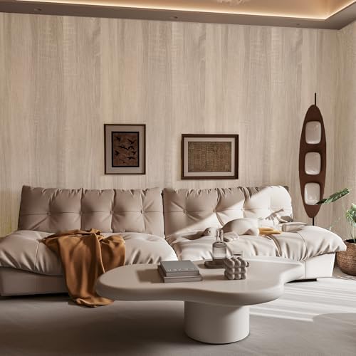 Boobest 48x118inch Extra Wide Light Brown Wood Wallpaper Peel and Stick - Image 5