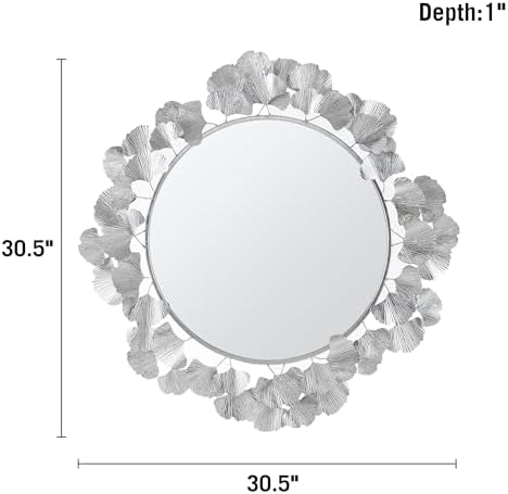 Martha Stewart Wall Décor Large Gingko Leaf Round Wall Mirror - Image 6