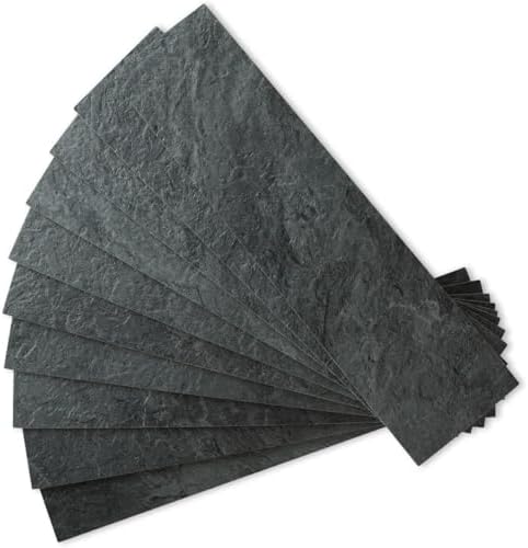 AULIGET 40-Piece Black Slate Peel and Stick Backsplash Wall Tiles, Laundry Room by AULIGET