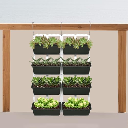 8 Pots Hanging Planter Stand, 26.3*7.3*36.6 In Vertical Garden Wall Planter - Image 5